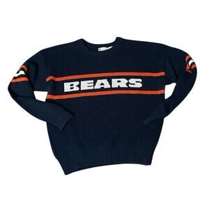 Vintage Cliff Engle NFL Chicago Bears Navy Knit Crewneck Sweater Men Large Ditka